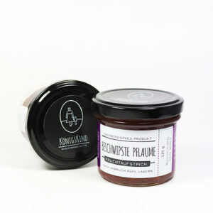 Beschwipste Pflaumen. Fruchtaufstrich von Königskind - 80 % Frucht