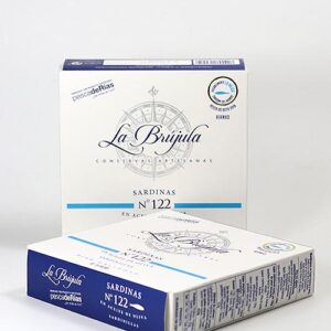 Kleine Jahrgangs-Sardinen in Olivenöl - Sardinas No.122 Sardinillas do Xeito, 130g/110g, <b>Jahrgang 2018</b>