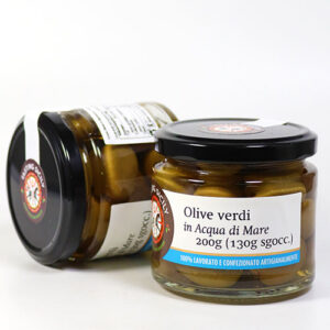 Grüne Oliven in Meerwasser - Olive verdi in Acqua di mare 200g/135g, Tasting Sicily