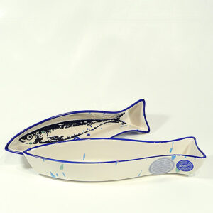 Keramik-Schale in Fischform 26 cm Sardine-Motiv, ofenfest (Portugal)