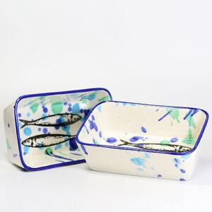 Kleine Keramik-Schale Sardinen-Motiv 14 x 8,5 cm, ofenfest (Portugal)