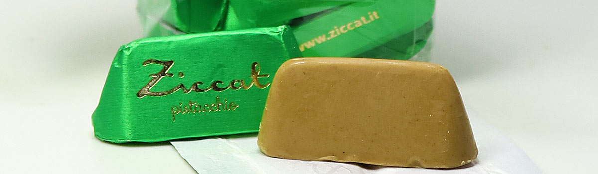Cioccolato bianco con pasta di pistaccio - Feine Pralinen mit Pistazie von Ziccat aus Turin (Piemont) 200g